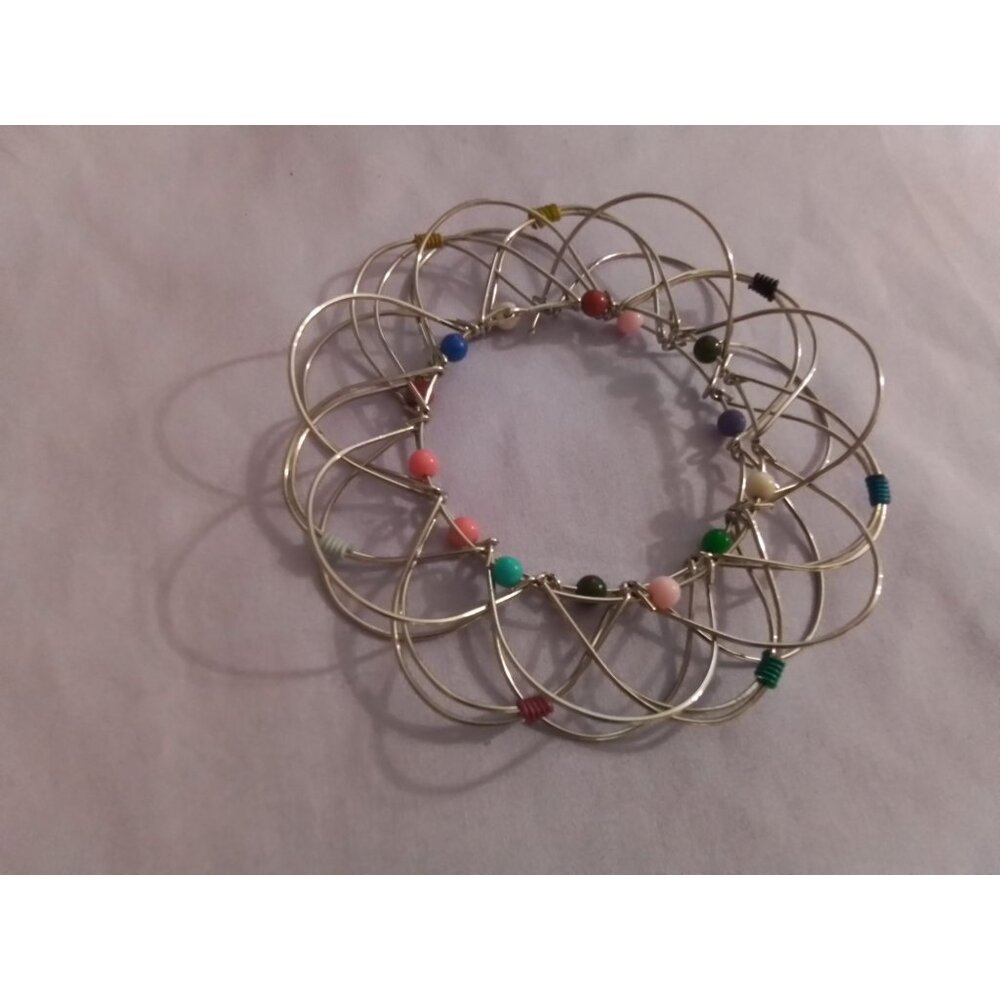 Vintage MCM Fidget 3D Desk Toy Silver Wire Mandala Stress Relief Meditation